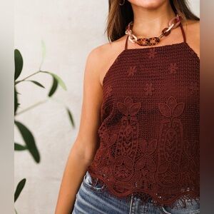 NWOT Lace Halter Tank Top